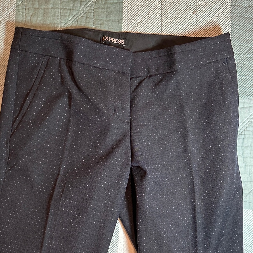 Express Columnist Black Pin-Dot Slim-Fit Dress Pants – 2R, Classic Work Trousers - Picture 6 of 6